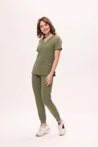 Bluza medyczna damska CASUAL scrubs, Oliwka, ujęcie 1