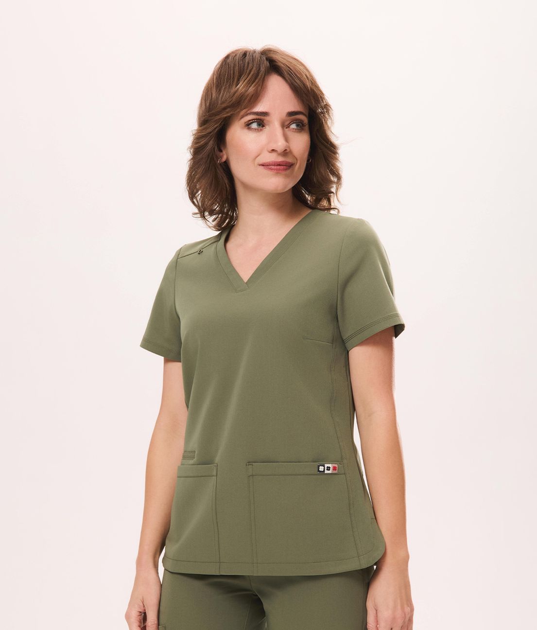 Bluza medyczna damska CASUAL scrubs – Oliwka
