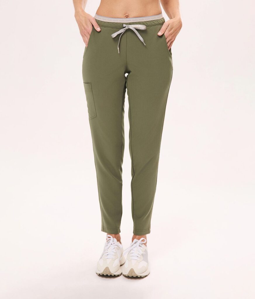 Spodnie medyczne damskie proste COMFORT scrubsy – Oliwka