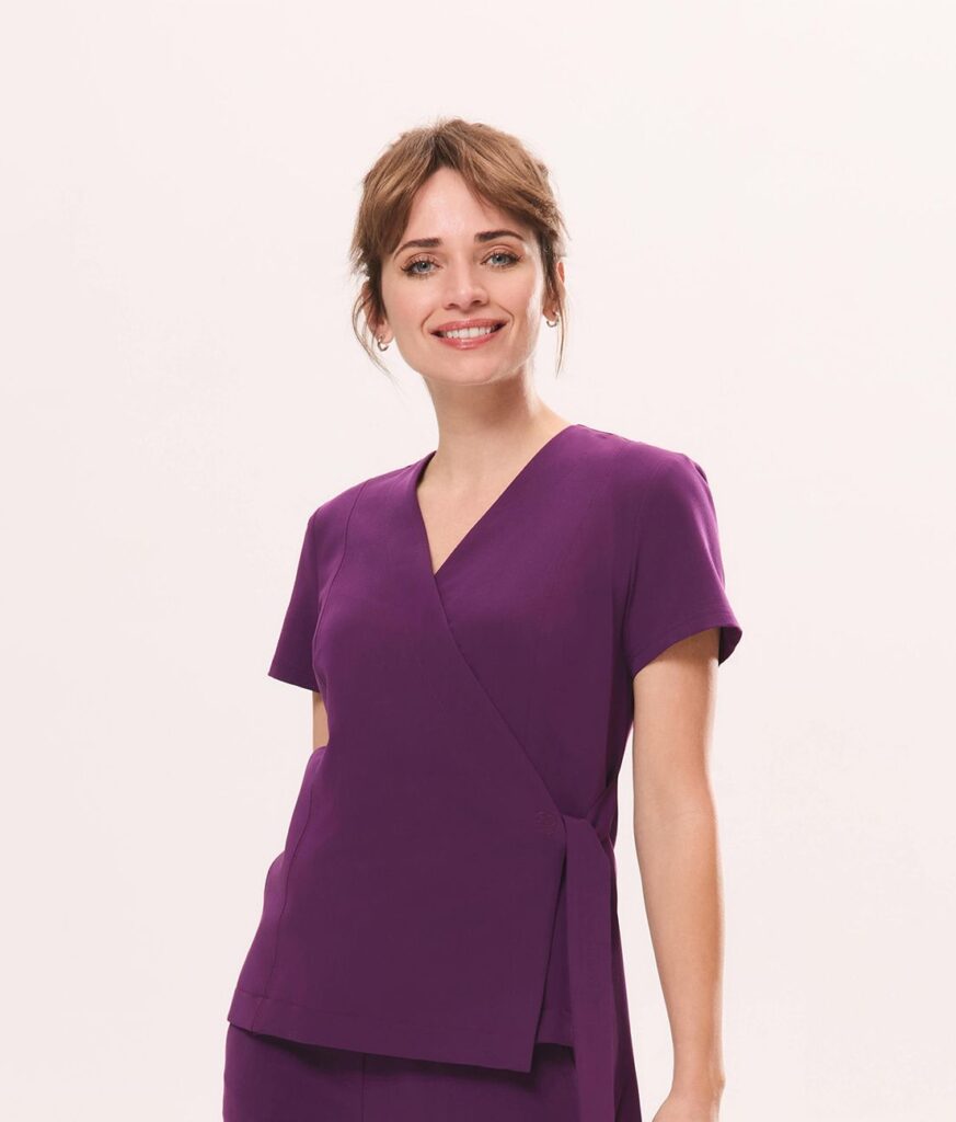 Tunika medyczna damska kopertowa JACKET – Śliwka