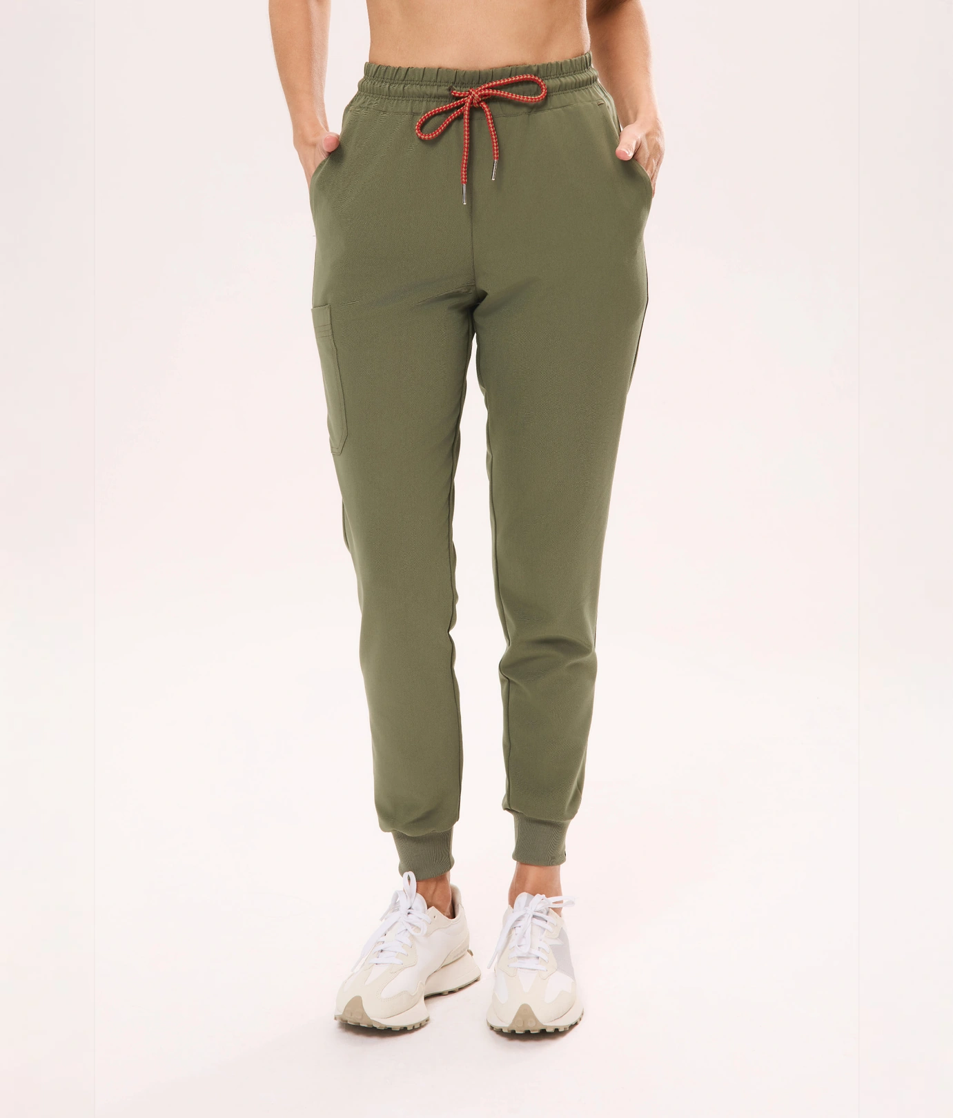 Spodnie medyczne damskie joggery CLASSIC scrubsy, Oliwka