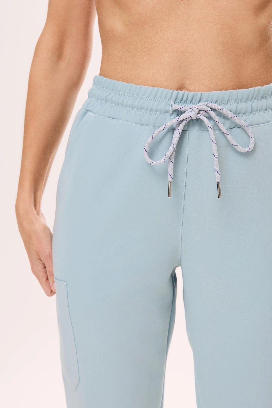 Spodnie medyczne damskie joggery CLASSIC scrubsy, Szałwia, detal 1