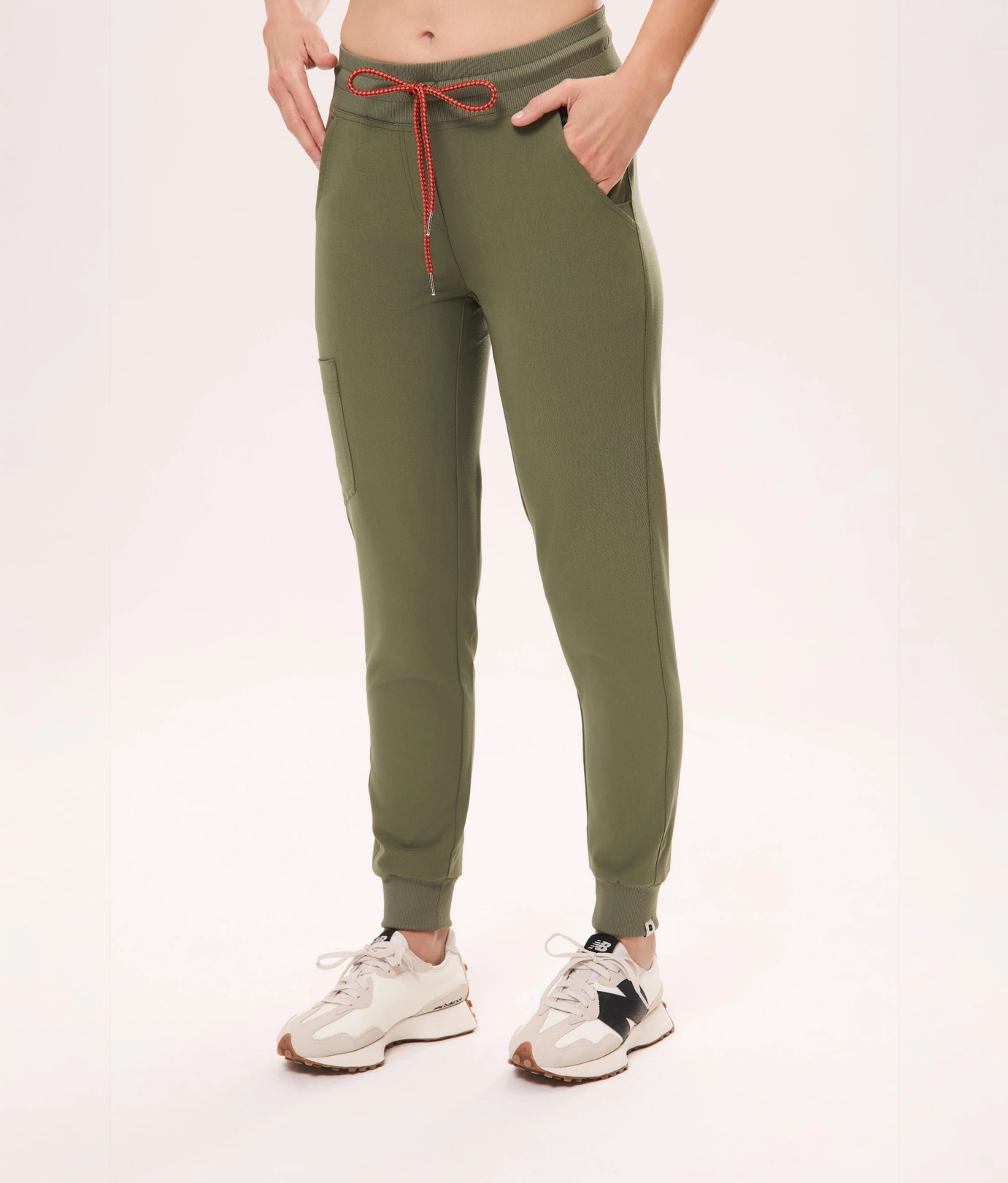 Spodnie medyczne damskie joggery SPORT scrubsy, Oliwka