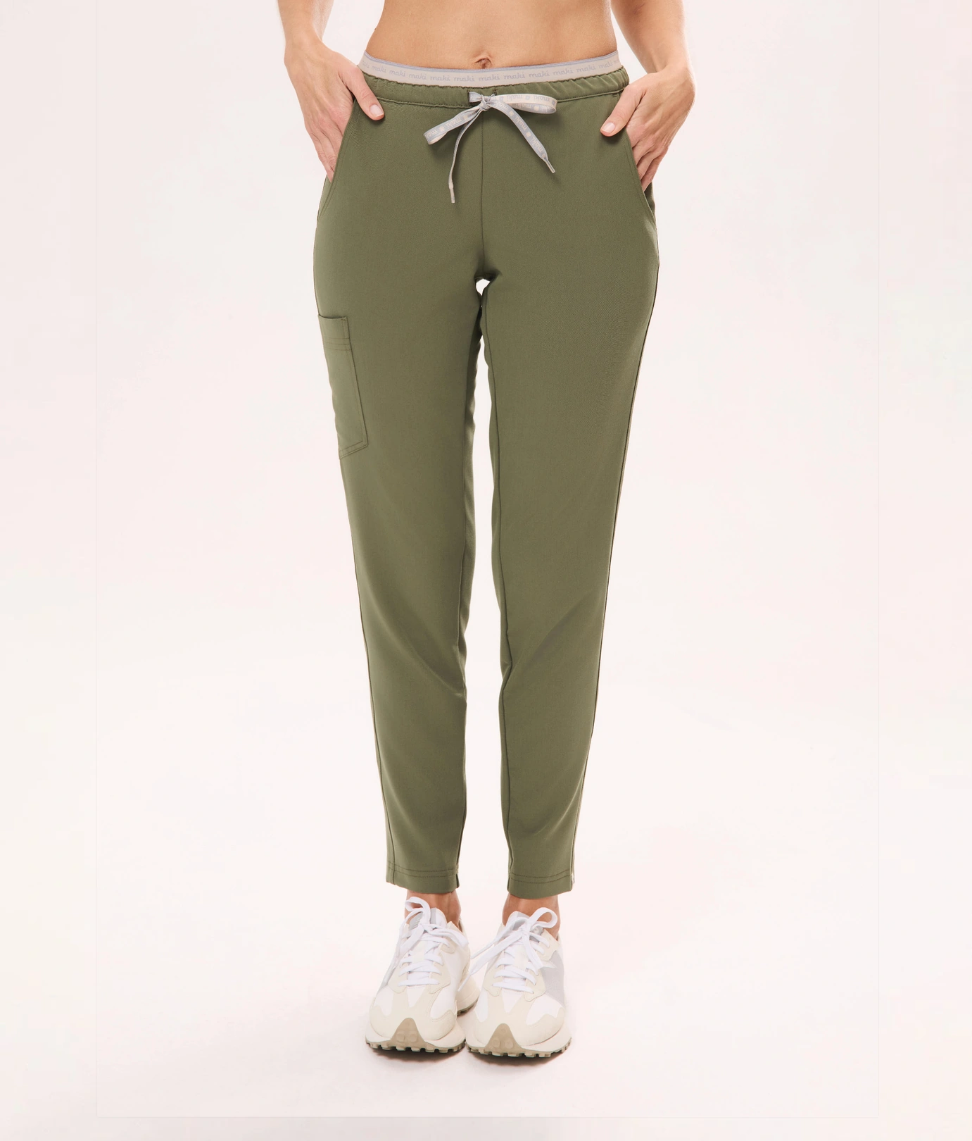 Spodnie medyczne damskie proste COMFORT scrubsy, Oliwka