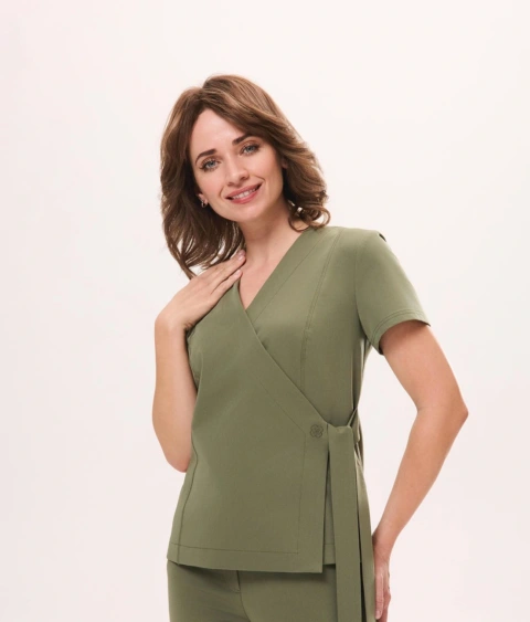 Tunika medyczna damska kopertowa JACKET, Oliwka